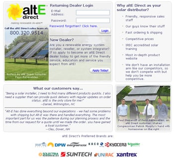 altE Direct's login page