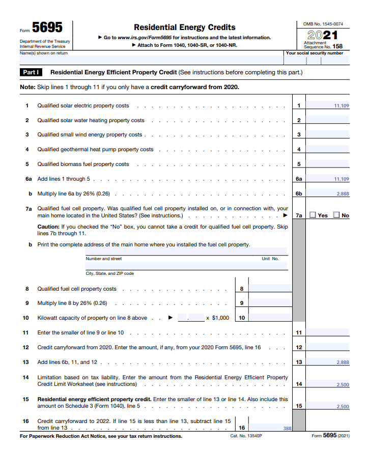 How To Claim The Federal Solar Tax Credit Form 5695 Instructions
