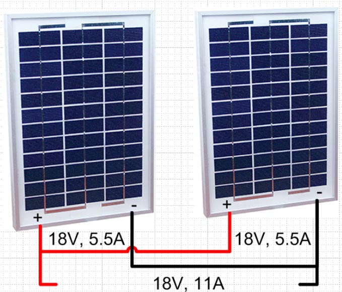 a schematic of solar panels wired in parallel