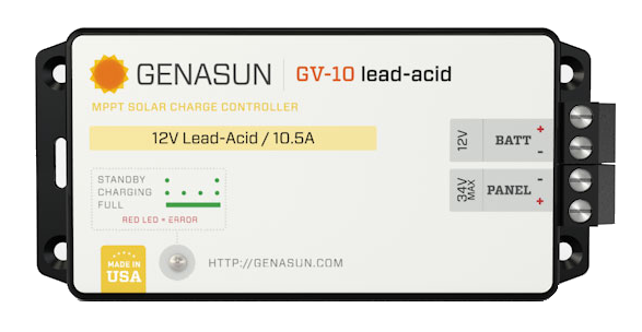 Genasun GV-10-Pb-12V, 10.5A MPPT controller for 12V Lead Acid