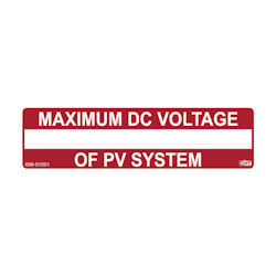 NEC 2020 Compliant Label: Maximum DC Voltage