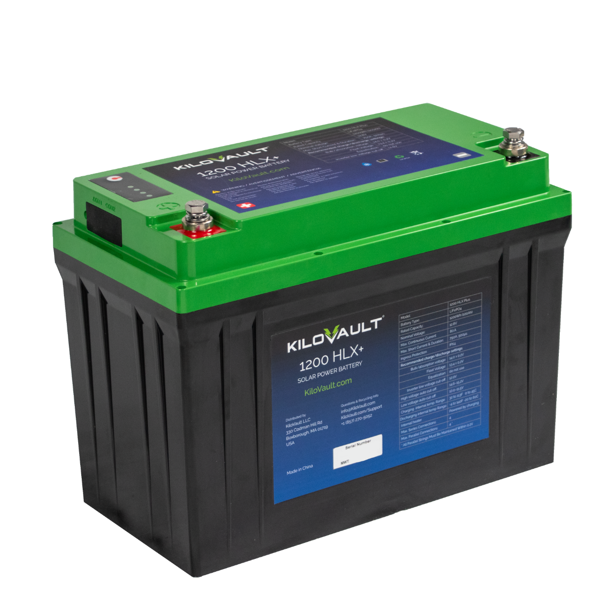 Nenergy 24V Lithium-ion LiFePo4 Battery 150Ah (3.6KWh) - Cables not In