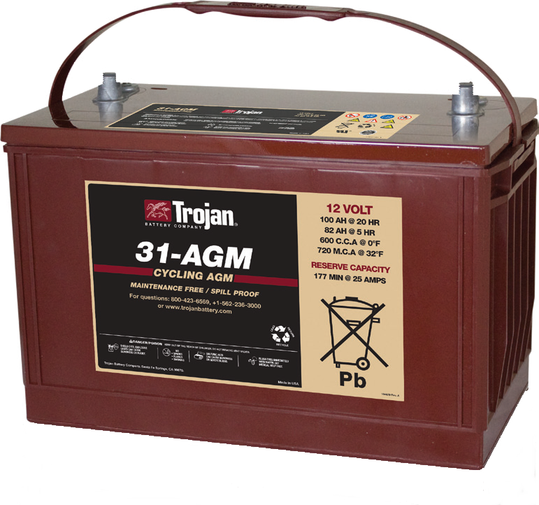 Trojan 31-AGM 12V, 100AH (20HR) AGM Sealed Battery altE